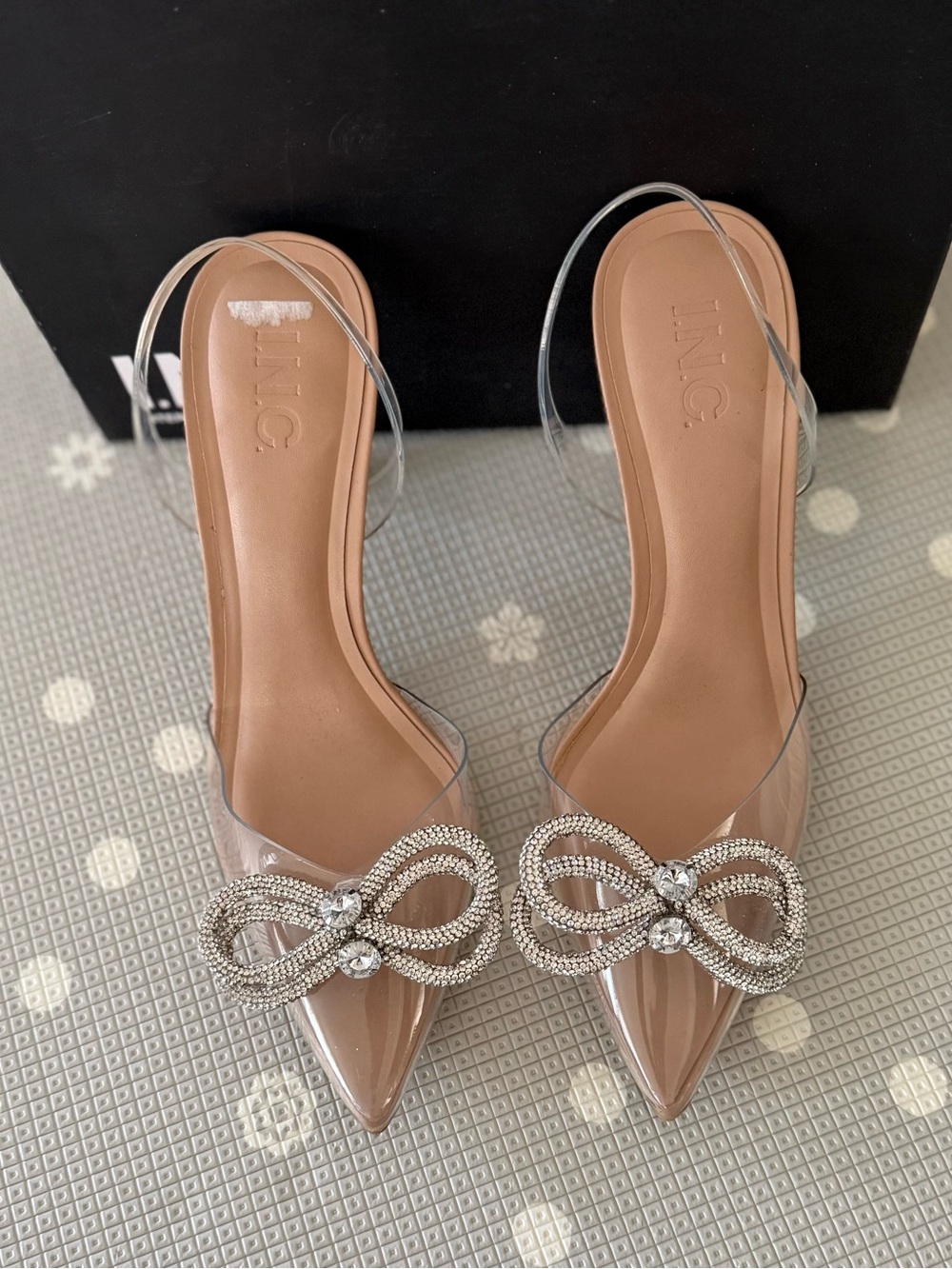 INC International Concepts Sreva Slingback Clear Vinyl Pumps Size 8.5 Heels Bow